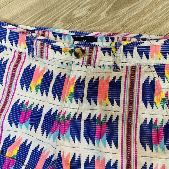 American Eagle Womens Shorts Size 6 Midi Stretch Multicolor Abstract Print Twill - Picture 2 of 11